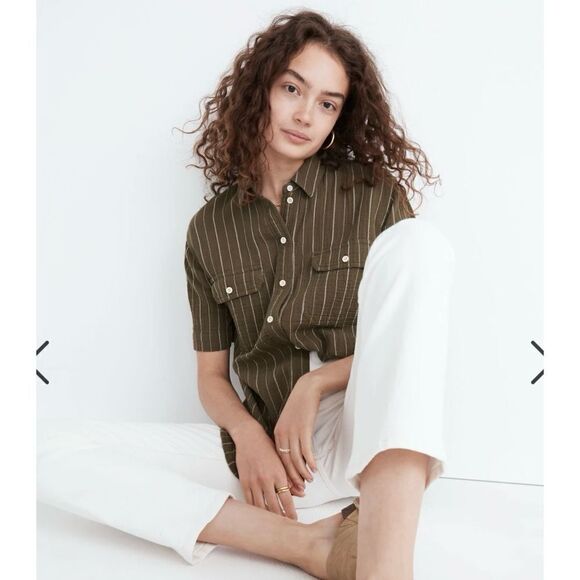 Madewell Lightspun Short-Sleeve Flap-Pocket Shirt in Stripe - Picture 3 of 8
